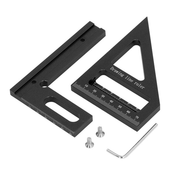 Black 3D 45 /90 Aluminium Mitre Protractor
