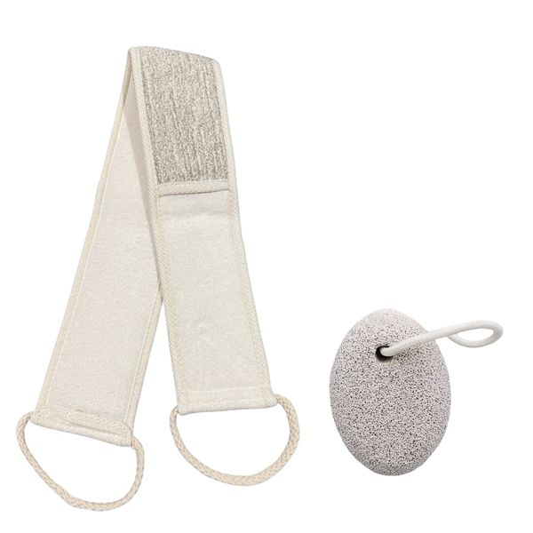 Shower &amp; Bathtub Body Sponge Back Scratcher &amp; Pumice Exfoliating Stone