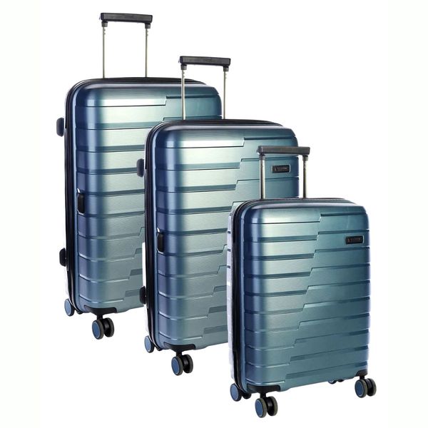Cellini Microlite 4 Wheel Luggage Trolley Set of 3 - Electric Blue