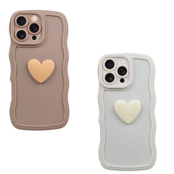 2Pcs Wavy Edge With Heart Detail Phone Case Compatible With iPhone 16ProMax