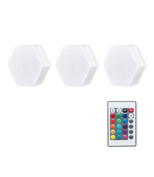 3-Piece Wireless DIY Hexagon Touch Lamp with Remote Control for Room