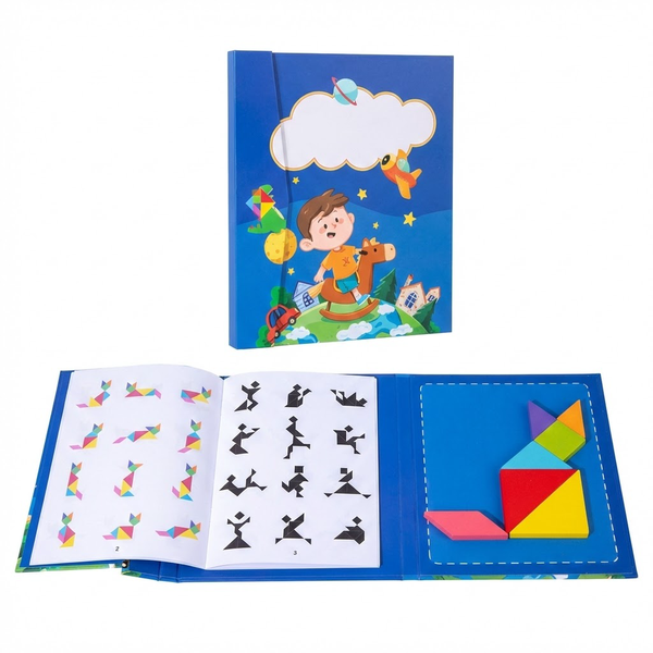 Wooden Tangram Jigsaw Puzzle Set for Kids - Educational Brain Teaser Toy