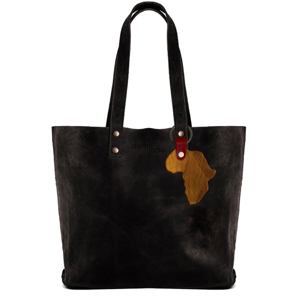 Genuine leather Medium Shopping bag with Africa keyring