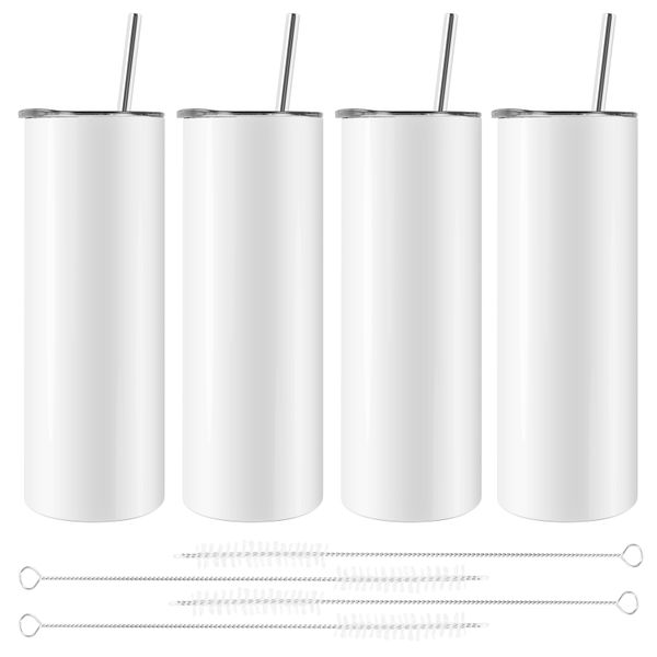 Sublimation Tumblers 20 Oz Stainless Steel With Lid And Straw 4 Pack