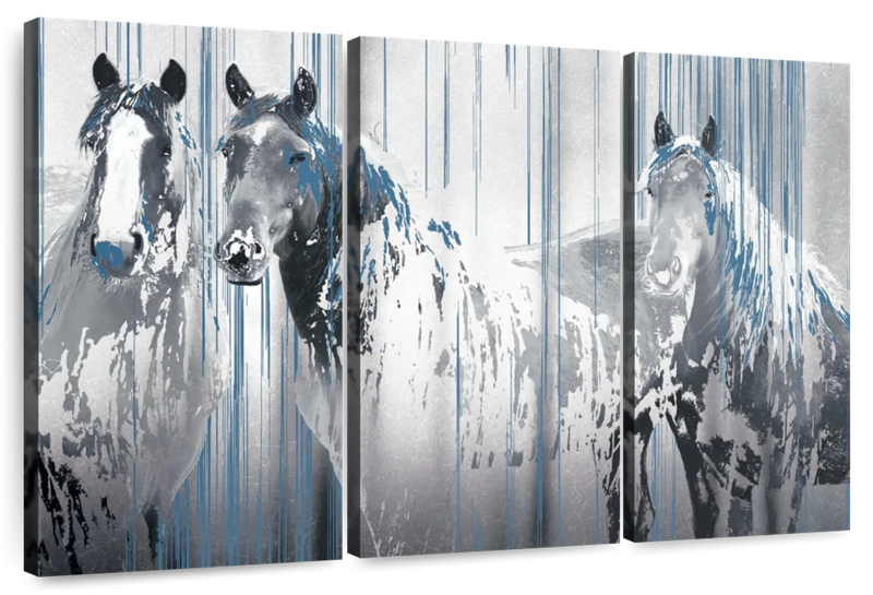 Canvas Art - Three Company Horse 3 Piece Canvas Wall Art Decor