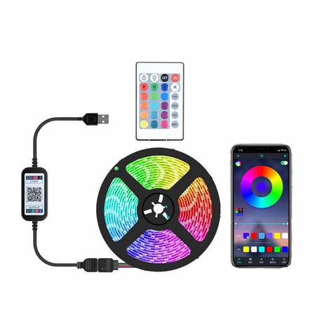 Sitcom elevation widow 5M USB 5050 SMD RGB LED Strip Light With Bluetooth APP Control | Buy Online  in South Africa | takealot.com