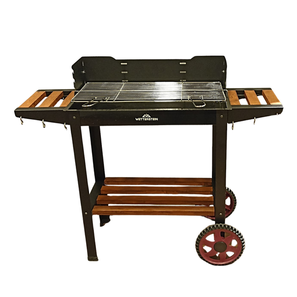 Wetterstein - Braai Stand with Wooden Shelves and Wheels - 60cm Grid