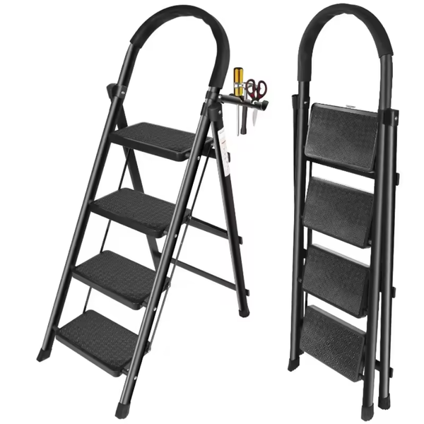 4-Step Folding Ladder With Wide Pedals Anti-Slip 300kg Capacity