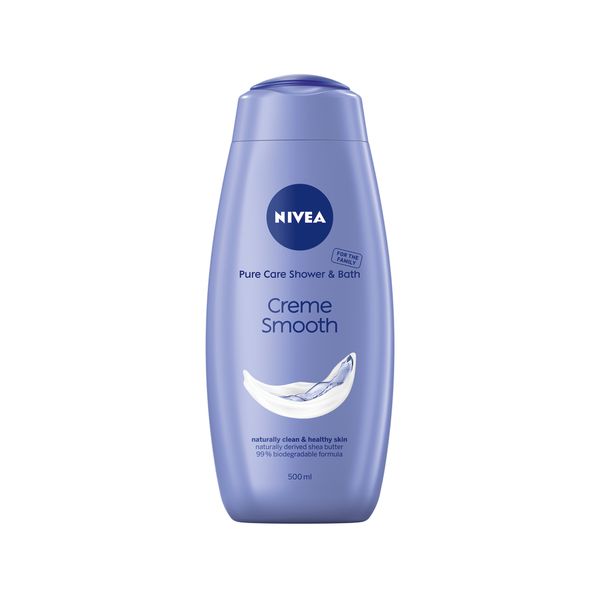 NIVEA Creme Smooth Shower Cream Body Wash with Natural Shea Butter, 500ml