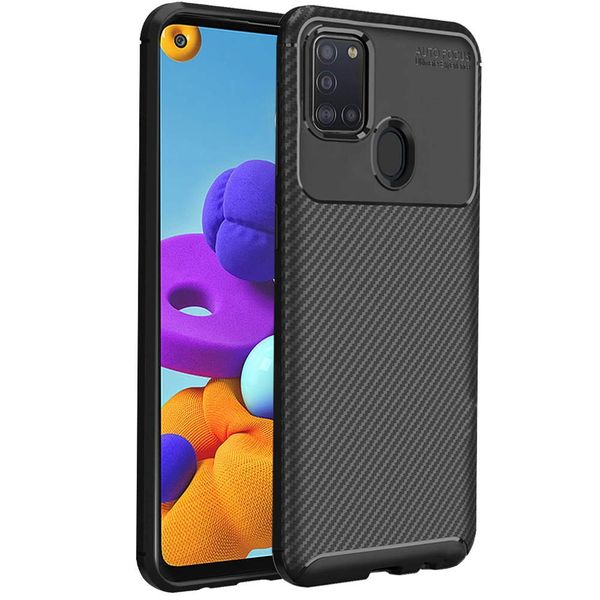 Tekron Premium Shock Resistant Slim TPU Carbon Case for Samsung Galaxy A21s