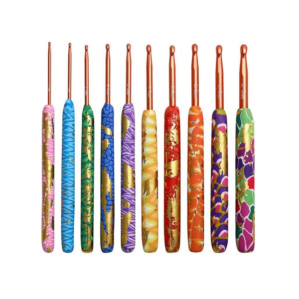 10 Piece Soft Handle Crochet Needles Aluminum Crochet Hooks Set