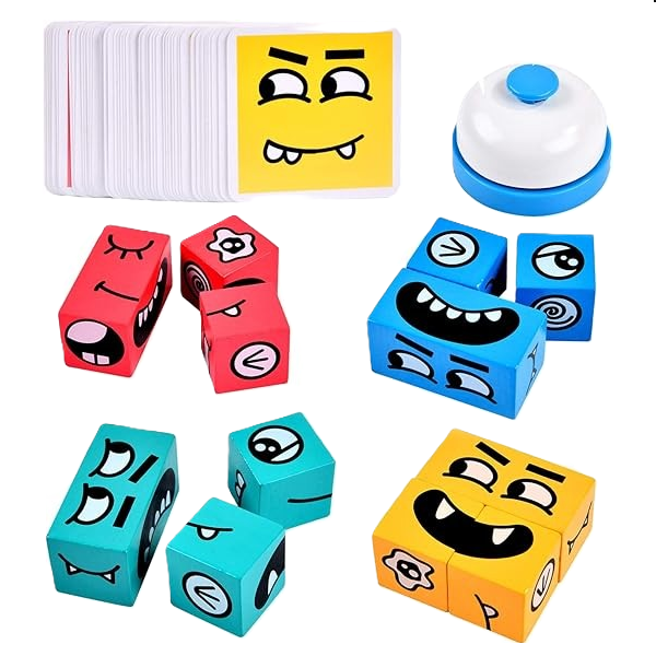 Wooden Expression Block Stacking Puzzle Game