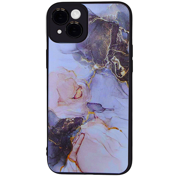 Marble - Phone Case with Black Rim &amp; Camera Protection - Iphone 15 Plus