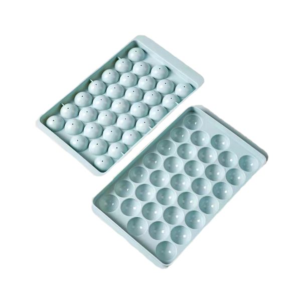 Plastic Ice Cube Tray with Lid Round Ice Trays for Freezer with Lid - 2 Pack