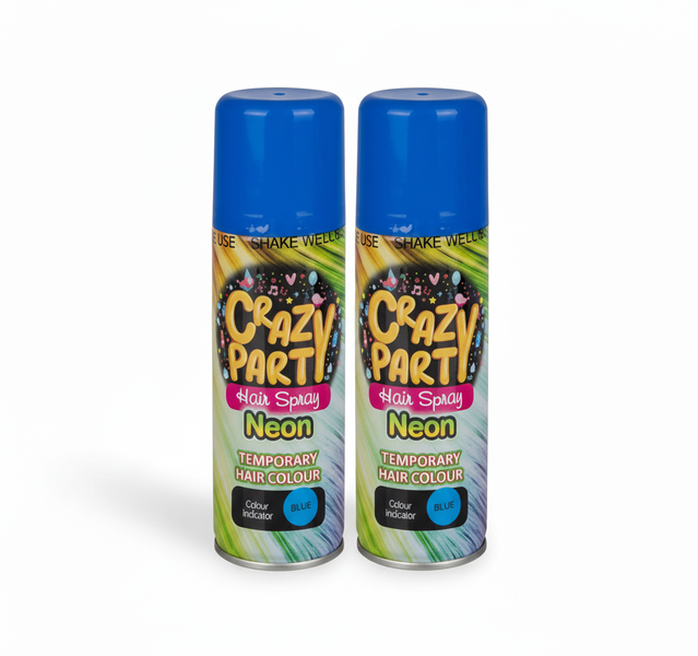 Crazy Party Neon Blue Temporary Hair Colour Spray - 85g - 2 Pack