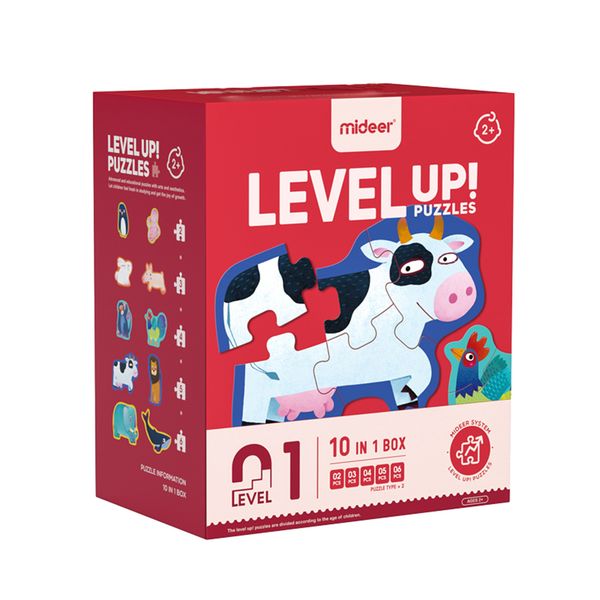 Mideer 10-in-1 Level Up Puzzles: Level 1 Animals