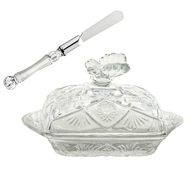 Butter Dish and Knife, European Butter Dishes, Butterfly Handle Thick Cover