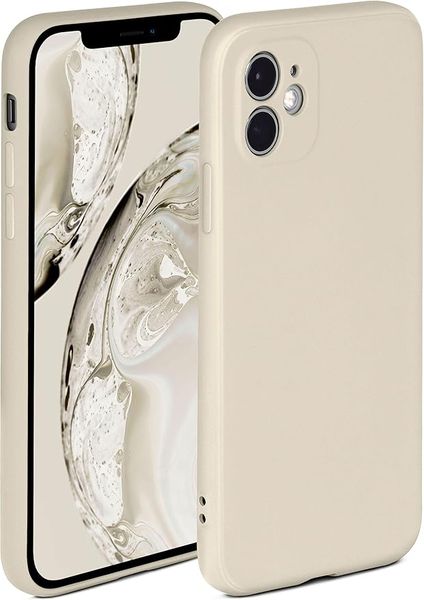 Silicone Back Cover Phone Case Compatible with Apple iPhone 14-White Cream
