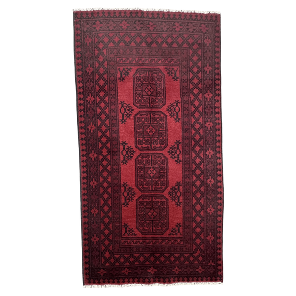 Rugs of Persia / 200 x 100cm Handmade Dark Red Afghan Elephant Feet Rug