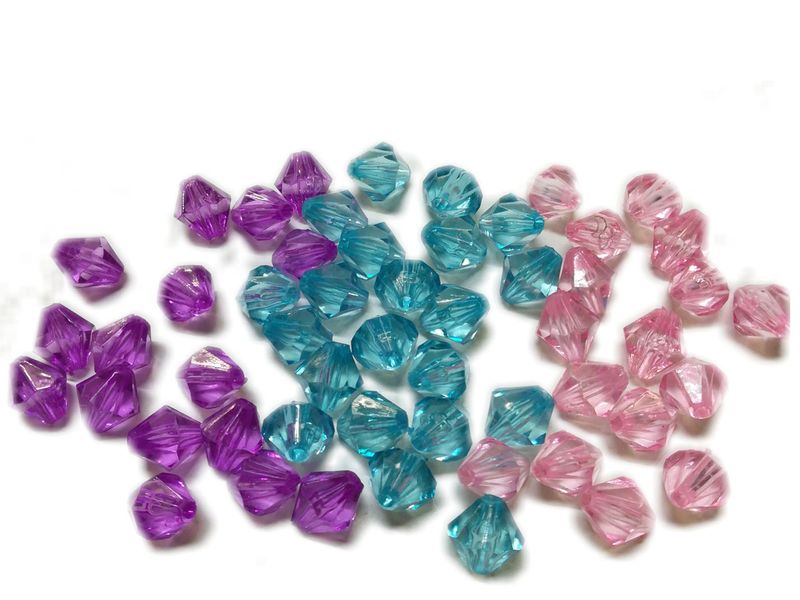BEAD COOL - Bicone Shape - Unicorn colour beads - 10mm with 2mm hole