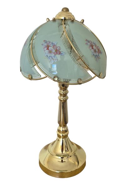 Vintage Brass Table Lamp and Decorative Glass Shade