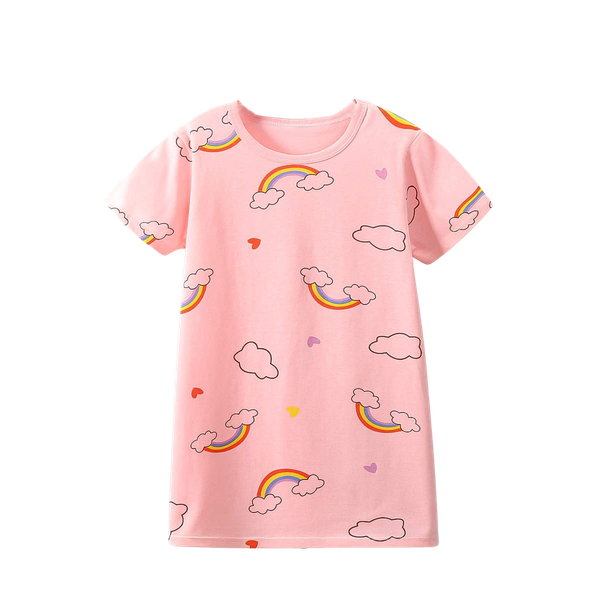 Pink Rainbow Girls Summer Pyjama/Sleepwear Dress