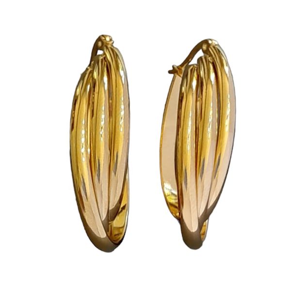 Stainless Steel Gold Oval Hoop Drop &amp; Dangle Earrings