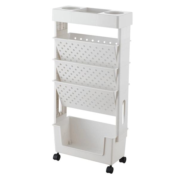 Office 5 Level Double Sided Trolley Storage Bookshelf Cart -78cm