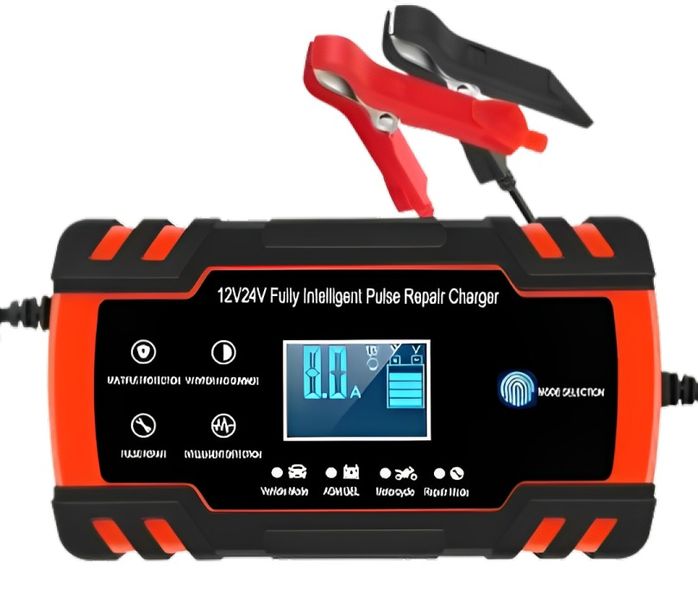 GB Car Battery Charger 12v/8a 24v/4a Automatic Smart Battery Charger-Black