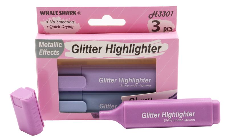 3 Pieces Glitter Highlighter Pens for School Office Supply