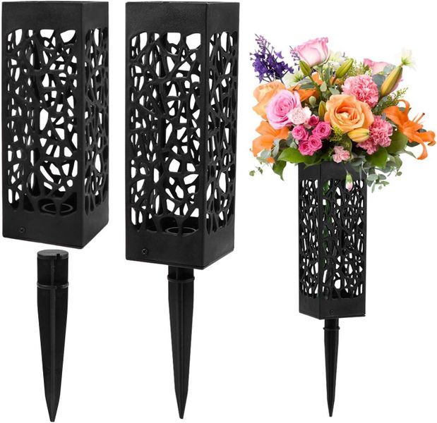 2 Pack Grave Cemetery Vases with Spikes 12 Inch, Graveside Flower Holder