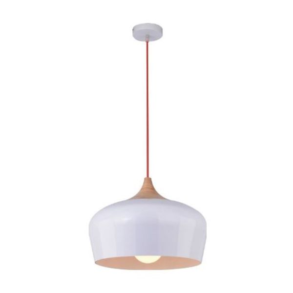 ACDC Pendant Lighting Scandinavian Range Wood and White Tapered Bowl