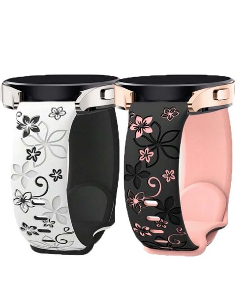 2 Pack Elegant Floral Silicone Watch Straps Compatible with Samsung