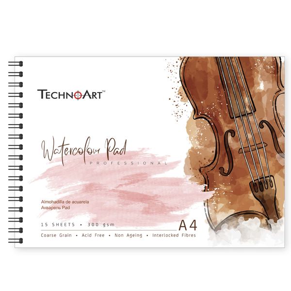 TechnoArt Wiro Water Colour Pad 300gsm - Professional - A4, 15 sheets
