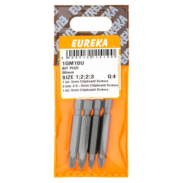 EUREKA Pozi Bit 50mm SIZE1;2;2;3 Q:4 1GM10U