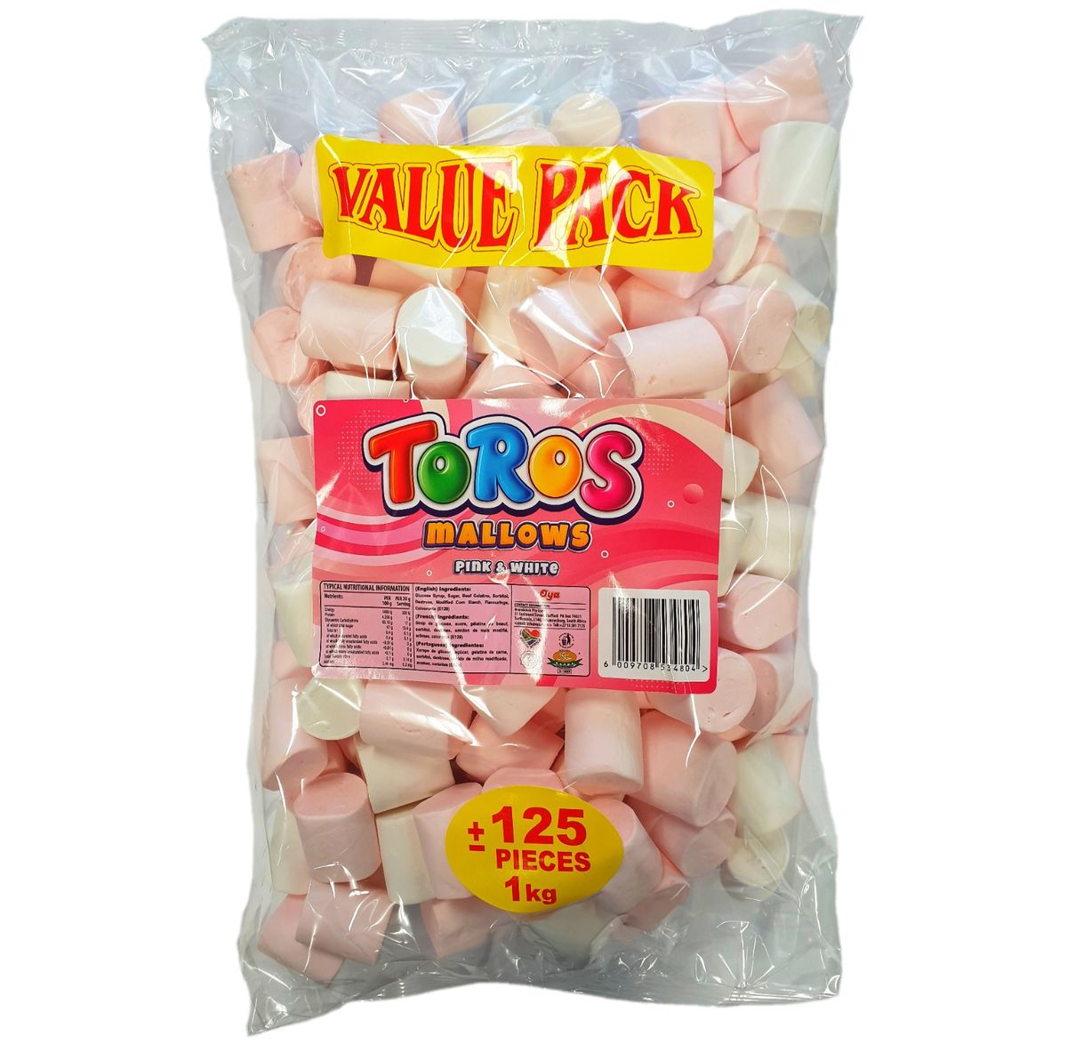 Toros Marshmallows Pink & White 1kg/125 Pieces Buy Online in