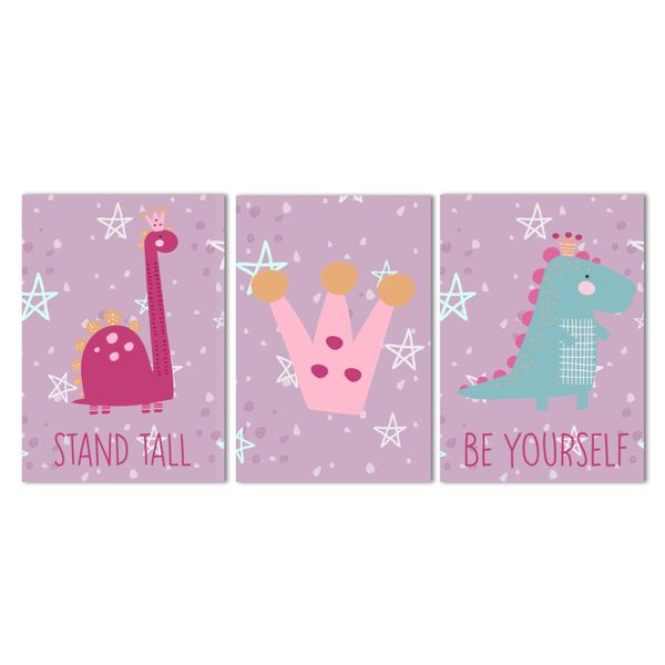 Canvas Nursery Wall Art: Dino Girl