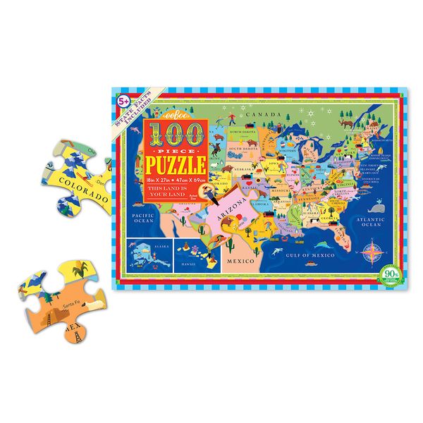 eeBoo Children's Puzzle - This Land Is Your Land: 100 Pieces