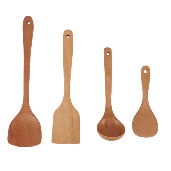 Wooden Spatula for Cooking Non Slip Multi Purpose Wooden Turner with Spoon