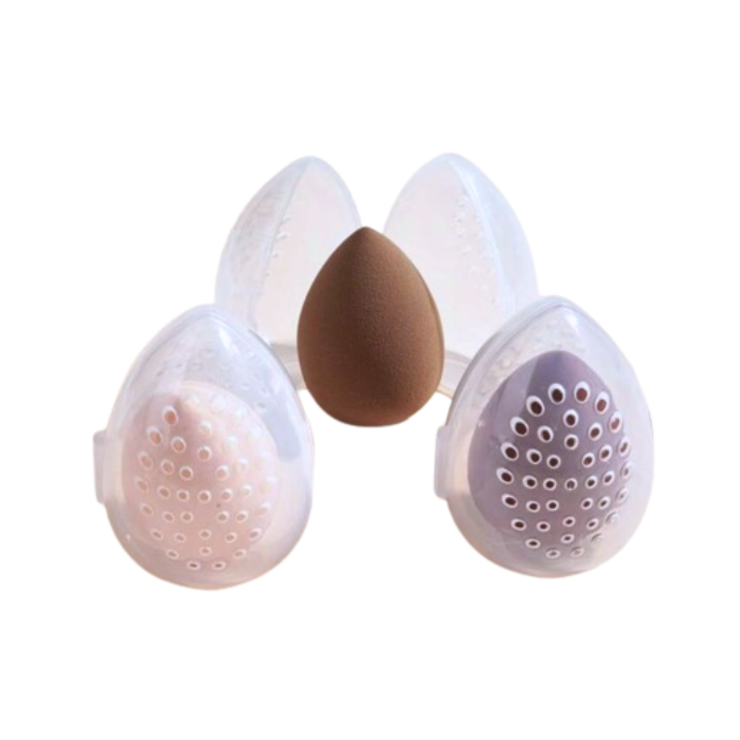 Makeup Blending Sponges Storage Cases Sponge Holders With 3 Sponges