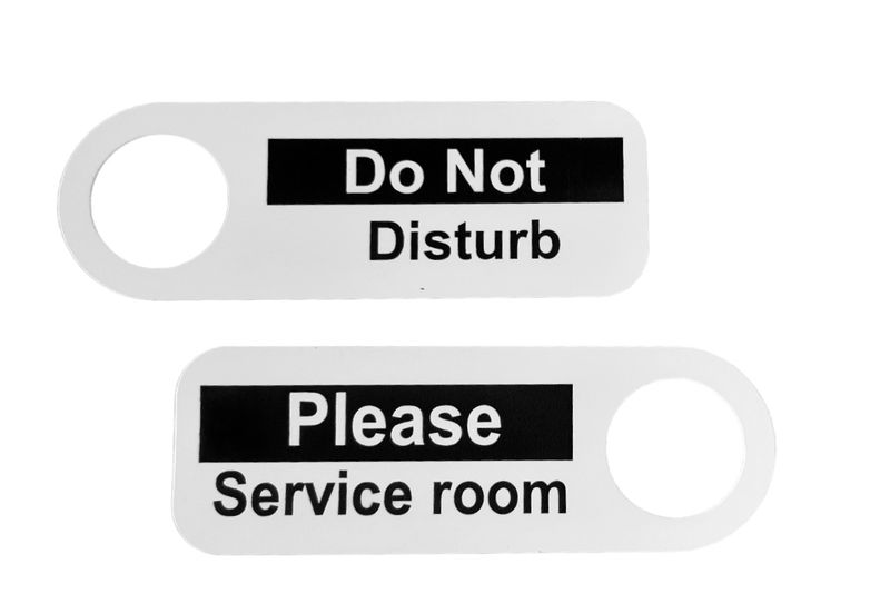 Do Not Disturb and Please Service Room door sign