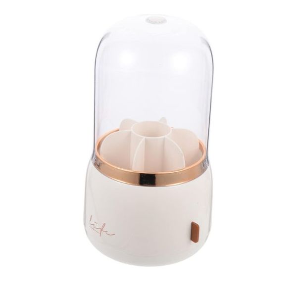 Synergy360 Rotating 360 Makeup Brush Storage Organizer Case - Cream