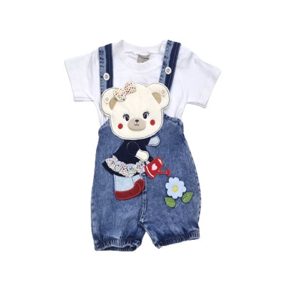 Baby's 100% Cotton Cooking Teddybear Dungaree &amp; T-Shirt Set