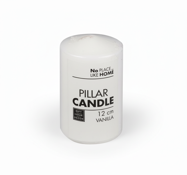 No Place Like Home Scented Round White Pillar Candle 12x7 cm