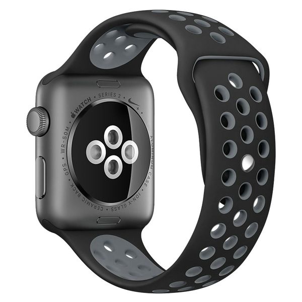 Sport Strap Compatible with Apple Watch Strap - Black &amp; Grey (42/44/45/49mm)
