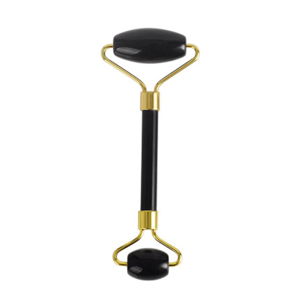 Natural Black Obsidian Massage Roller Double Head Jade Facial Massager