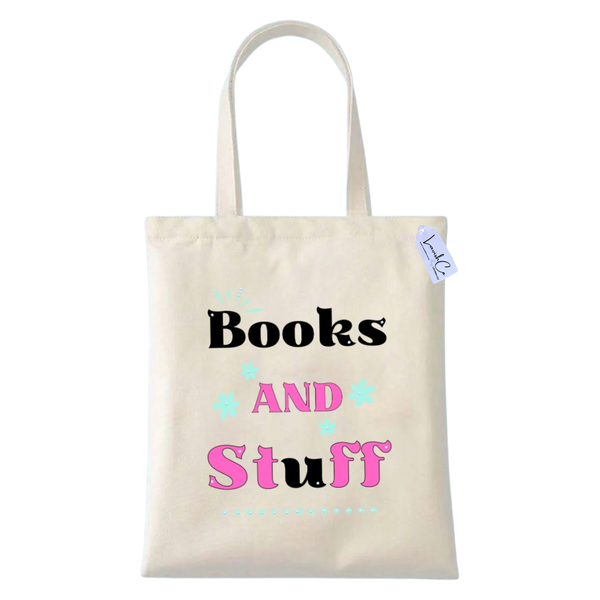 Canvas Tote Bag with Rhinestones - Books and Stuff
