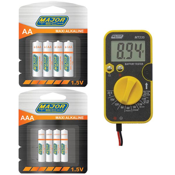 Major Tech - Batteries and Battery Test Combo (MTC6)