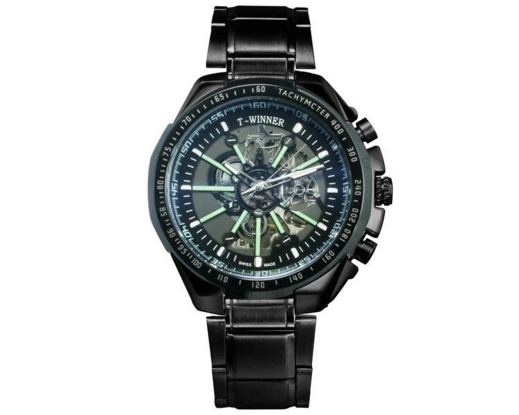 Winner Men's Skeleton Carbine Watch Black