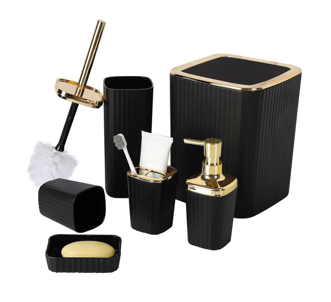 Bathroom Set With Gold Finish - 6 Piece